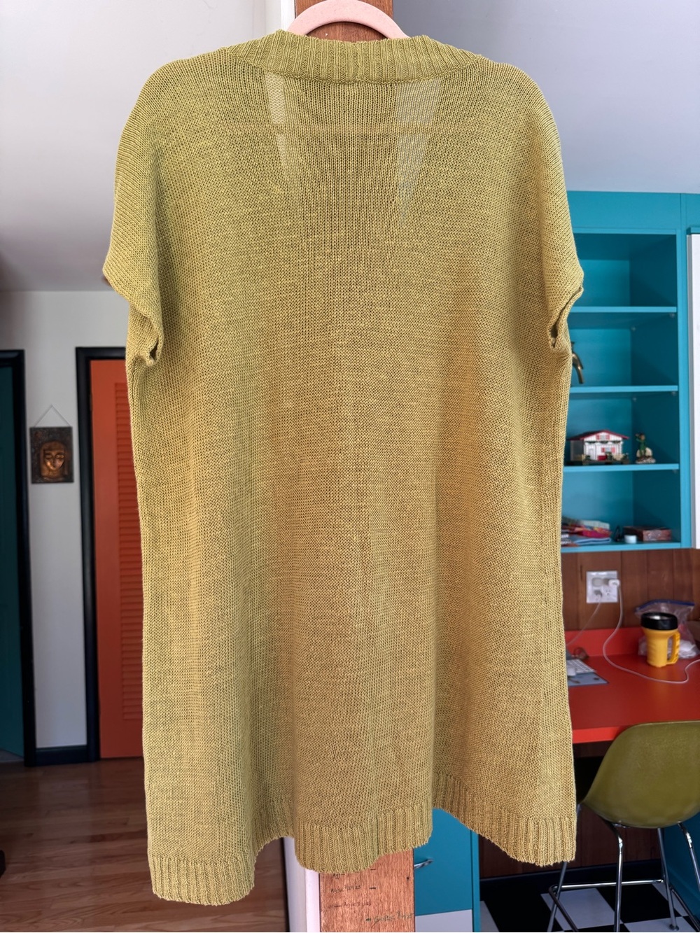 Green V-Neck Knit Sweater - Picture 4 of 5